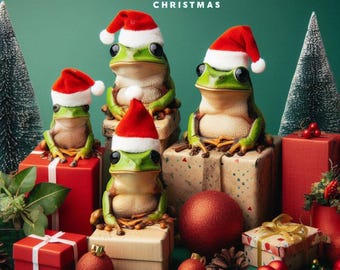Funny Frogs Christmas png funny animals christmas PNG christmas instagram background funny frogs christmas cards greeting cards funny print