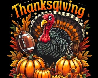 Funny Thanksgiving Football Turkey PNG: Funny Turkey Shirt Design (Digital Download)