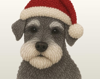 Ponsnaald Klinknaald Garen Gehaakt PNG Kerst Grappige Schnauzer PNG: schattig kerstshirtontwerp hond (digitale download)