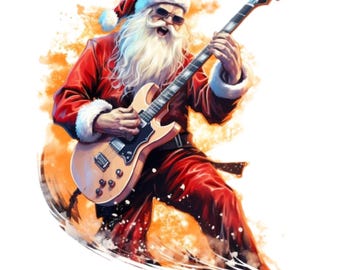Funny Rock kerstman PNG: zwaar kerstshirtontwerp (digitale download)