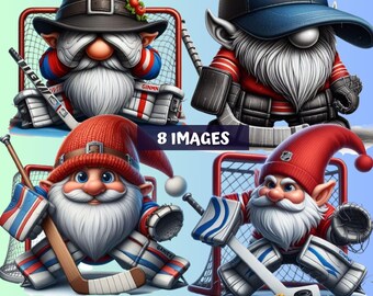 Funny Hockey Goalie Gnome PNG Bundle - Sports Sublimation Designs