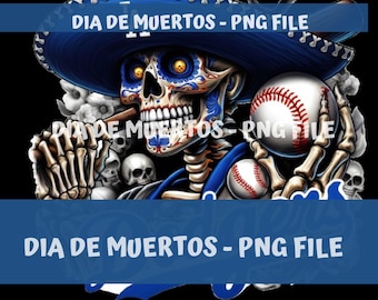 Funny Dia de Muertos Baseball Mariachi Skeleton PNG: Los Angeles Shirt Design (Digital Download)