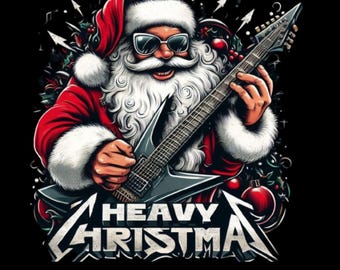 Funny Rock Santa Claus PNG: Heavy Christmas Shirt Design (Digital Download)