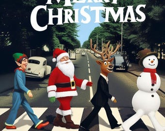 Abbey Road Christmas png funny Christmas png funny wall art Abbey Road Shirt Santa shirt Santa Claus shirt funny Santa png abbey road poster