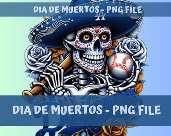 Funny Dia de Muertos Baseball Mariachi Skeleton PNG: Los Angeles Shirt Design (Digital Download)