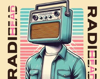 Vintage Radio Rock Band PNG: Head Shirt Design (Digital Download)