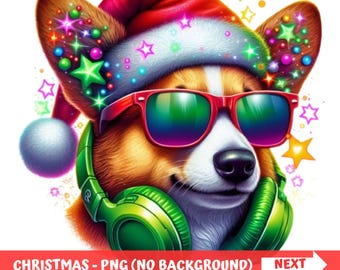 Christmas Dog png Corgi png Dog lover png Welsh Corgi shirt Christmas DJ Gift Funny Christmas DJ sublimation green headphones Corgi cut file