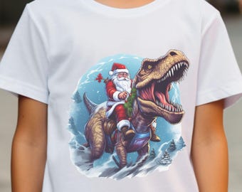 Funny Santa Riding T-Rex PNG, Christmas Dinosaur Shirt (Digital Download)