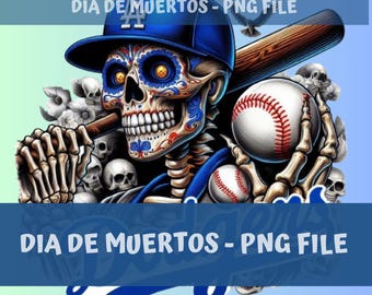 Funny Dia de Muertos Baseball Skeleton PNG: Los Angeles Shirt Design (Digital Download)