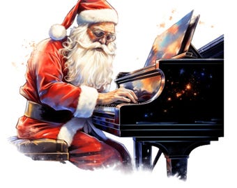 Funny Music Piano Santa Claus PNG: Funny Christmas Shirt Design (Digital Download)