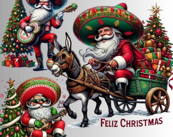 Funny Mexican Santa Claus PNG: Christmas Shirt Design (Digital Download)