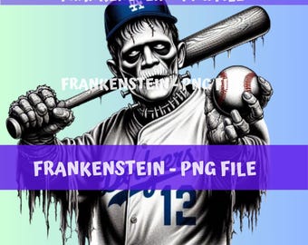 Funny Frankenstein Baseball Halloween PNG: Los Angeles Shirt Design (Digital Download)