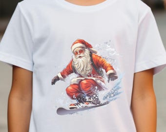 Funny Snowboard Santa PNG: Christmas Shirt Design