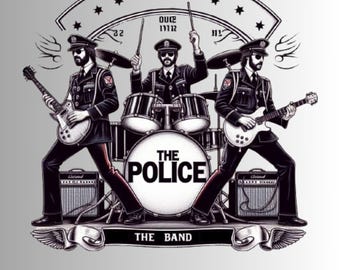Vintage Police Rock Band PNG: Policeman Shirt Design (Digital Download)