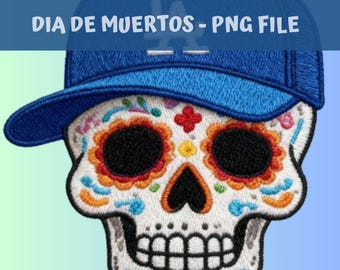 Dia de Muertos-schedel, png-bestand: Los Angeles Baseball