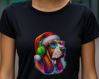Christmas Dog png Basset Hound png Dog lover png funny Basset Hound shirt Christmas DJ Gift Funny Christmas DJ sublimation headphones png
