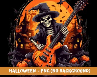 Halloween-skeletrockgitaar PNG: grappig sublimatieontwerp (digitale download)
