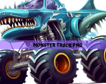 Funny Shark Monster Truck PNG - Shirt Design (Digital Download)