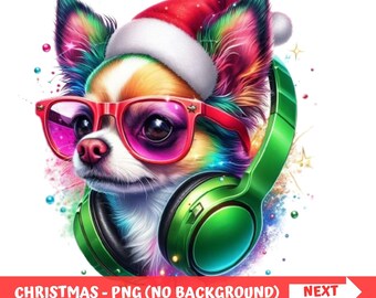 Christmas Chihuahua DJ PNG, Funny Dog Lover Shirt (Digital Download)