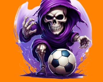 Grappig Halloween Grim Reaper-voetbal, png-bestand: klaar voor de Cricut (digitale download)