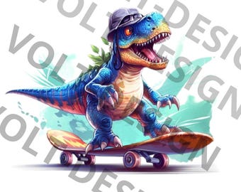 Grappige Trex-dinosaurusskateboard, png-bestand: skateboardshirtontwerp (digitale download)