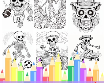25 Funny Sugar Skulls coloring pages Day of the death coloring pages dia de muertos coloring roadtrip activities for kids coloring book
