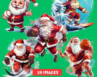 Funny  Sports Santa Claus PNG: sports Christmas Bundle Shirt Design (Digital Download)