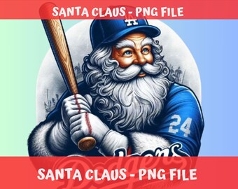 Funny Santa Claus playing baseball PNG: Los Angeles Christmas Shirt Design (Digital Download)