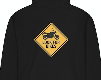 Sudadera con capucha "Buscar bicicletas" • Gráfico de señal de seguridad para motocicletas