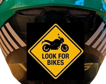 Look for Bikes Helmaufkleber | Motorrad-Sicherheitsaufkleber | Gelbes Warnschild