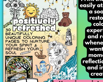 Druckbares Malbuch | 30 Mindful Malvorlagen für Seelenpflege | Positiv Aufgefrischt | Auf Glauben basierende funktionale Printables für Wellness
