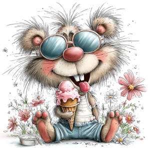 Pacchetto di 44 clipart PNG di animali estivi in stile acquerello, illustrazioni da spiaggia (download digitale)