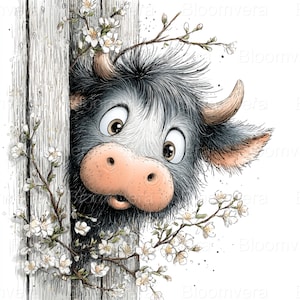 Waldtiere Clipart, Aquarell, Waldtiere mit Blumen spähen (42 PNG)
