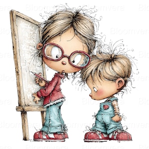 40 verspielte und originelle PNG-Cliparts zum Thema Schulanfang für Lehrer und Schüler, digitaler Download für den Unterricht