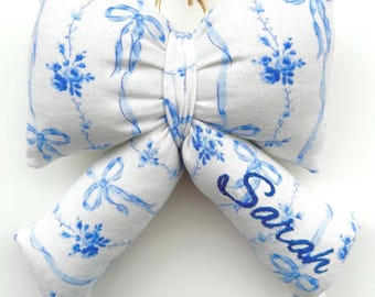 Puffy Bow Keychain / Bag Charm- Embroidery Option Available