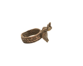 Vintage African Bronze Double Bird Ring