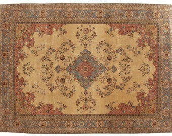 13x18 Vintage Romanian Tabriz Design Carpet