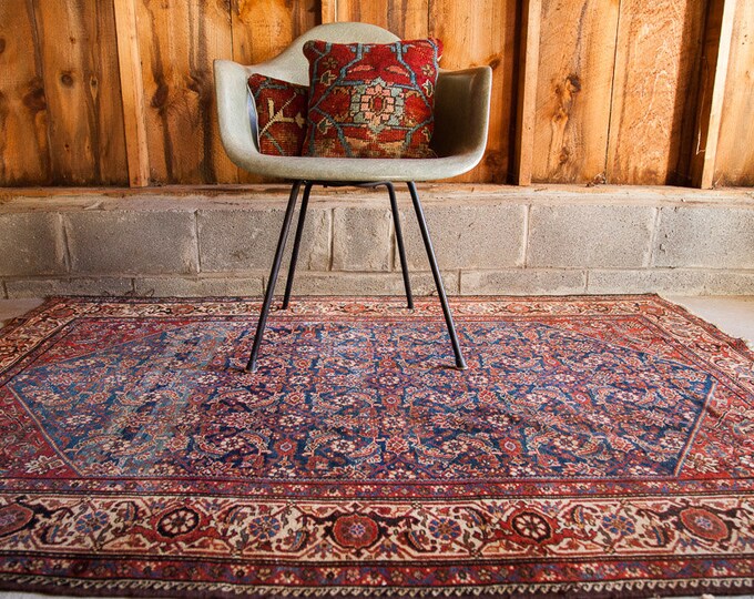 Fine Blue Vintage Area Rug Malayer Etsy