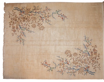 11.5x15 Vintage Japanese Art Deco Design Carpet