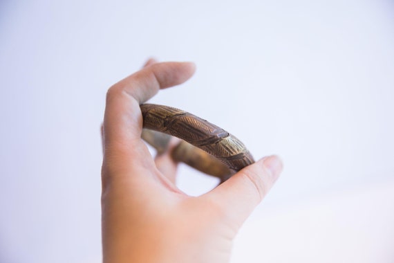 Vintage African Bronze Alloy Cuff Bracelet - image 6