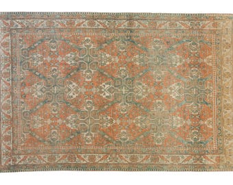 Alfombra caucásica vintage desgastada de 6.5x10