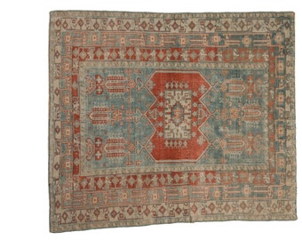 4x4.5 Vintage Distressed Oushak Square Rug