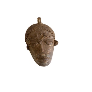 Vintage African Large Bronze Mask Pendant