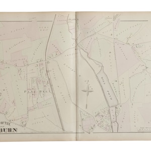 Antique Woburn Massachusetts Atlas Map Plate I