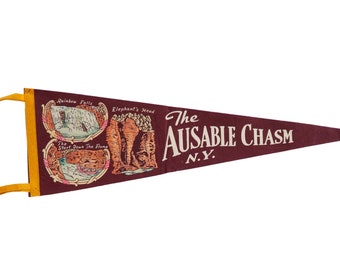 Vintage Ausable Chasm NY Felt Flag