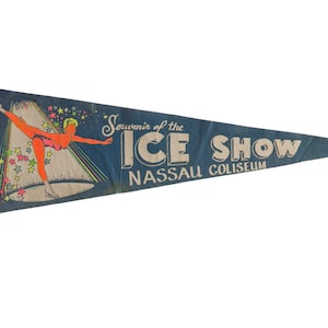 Vintage Ice Show Nassau Coliseum Felt Flag