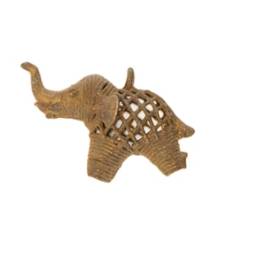 Vintage African Large Bronze Mesh Design Elephant Pendant
