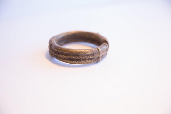 Bracelet Vintage En Bronze Style Ethnique – Marque Buffet, Bon état Avec Patine Nettoyée