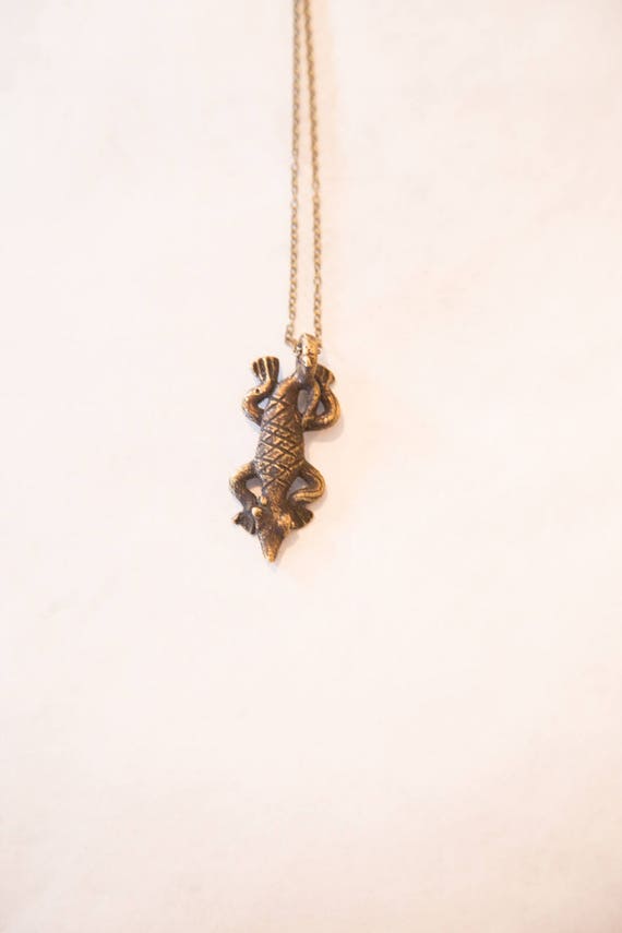 Vintage African Lizard Pendant Necklace - image 2