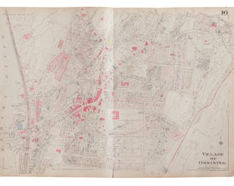 DISCOUNTED Vintage 1930s Hopkins Map of Village of Ossining